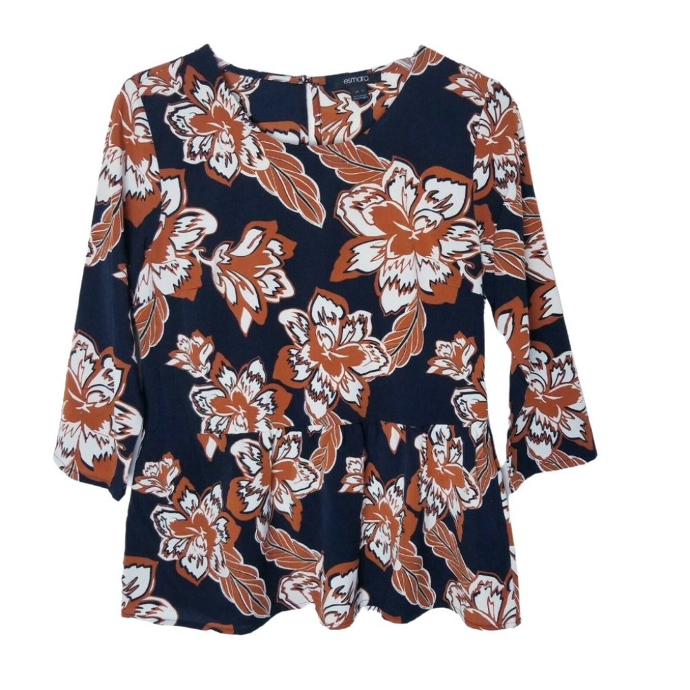 Esmara Floral Peplum Blouse Women Size 6